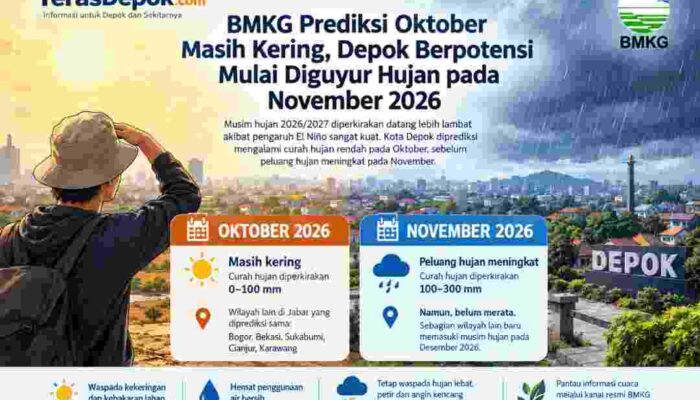 BMKG Prediksi Oktober Masih Kering, Depok Berpotensi Mulai Diguyur Hujan pada November 2026